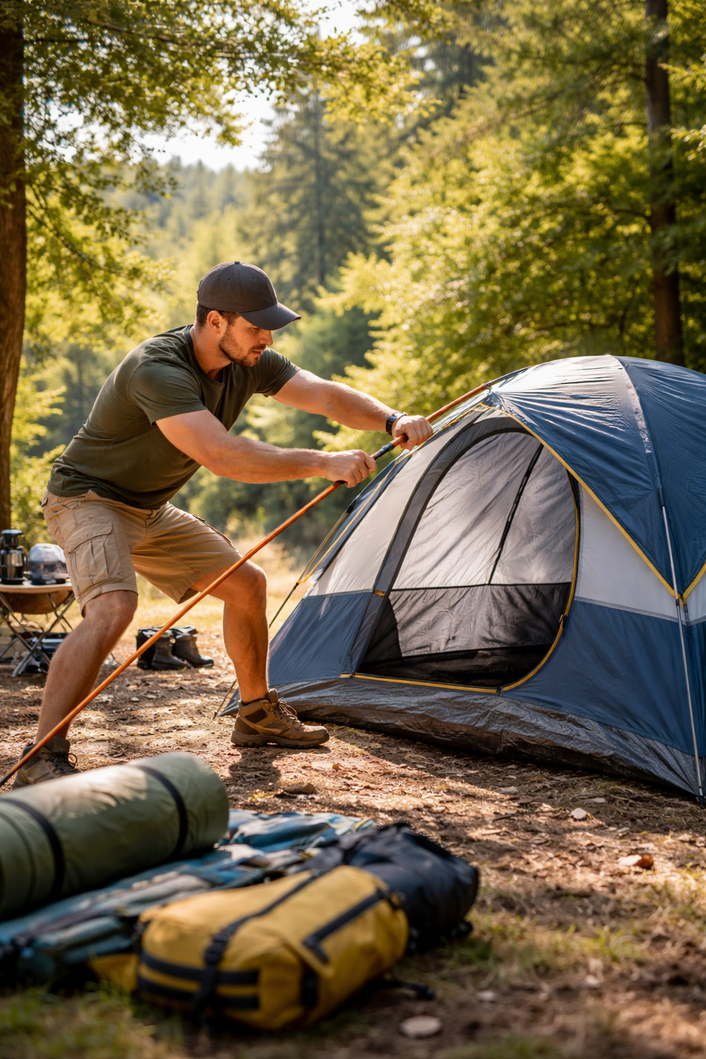 Assembling Poles and Raising the Tent