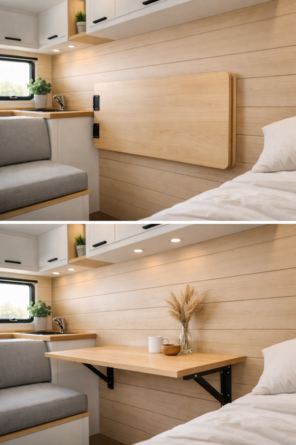 Wall-Mounted Fold-Down Tables for Maximum Flexibility